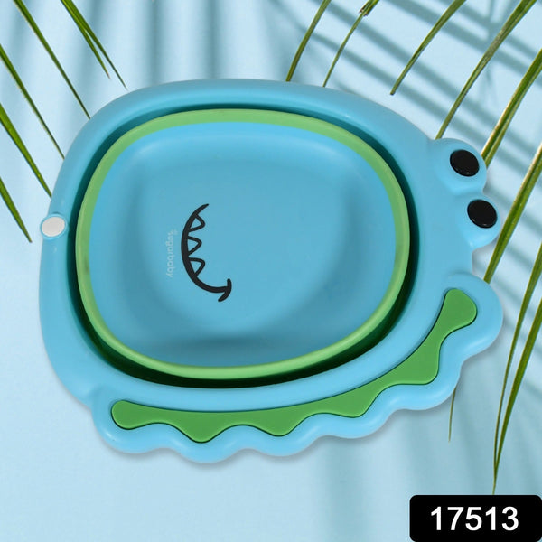Frog Shape Foldable Baby Wash Basin, Space-Saving Lightweight Face Washing Tub (33×31cm / 1 Pc)